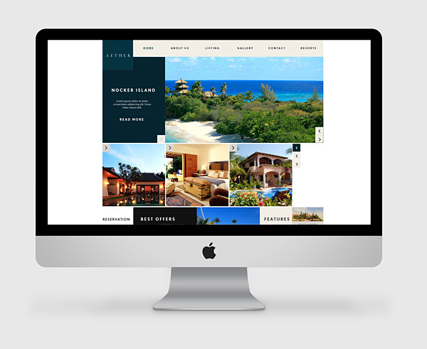bali Villa resort Website simple clean grid nobel blue user experience user interface