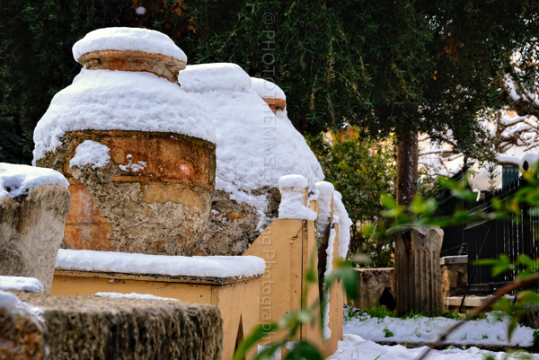 Greece athens snow winter plaka acropolis parthenon archeology