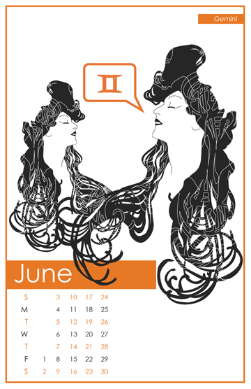zodiac calendar poster Illustrator vector animal astrological