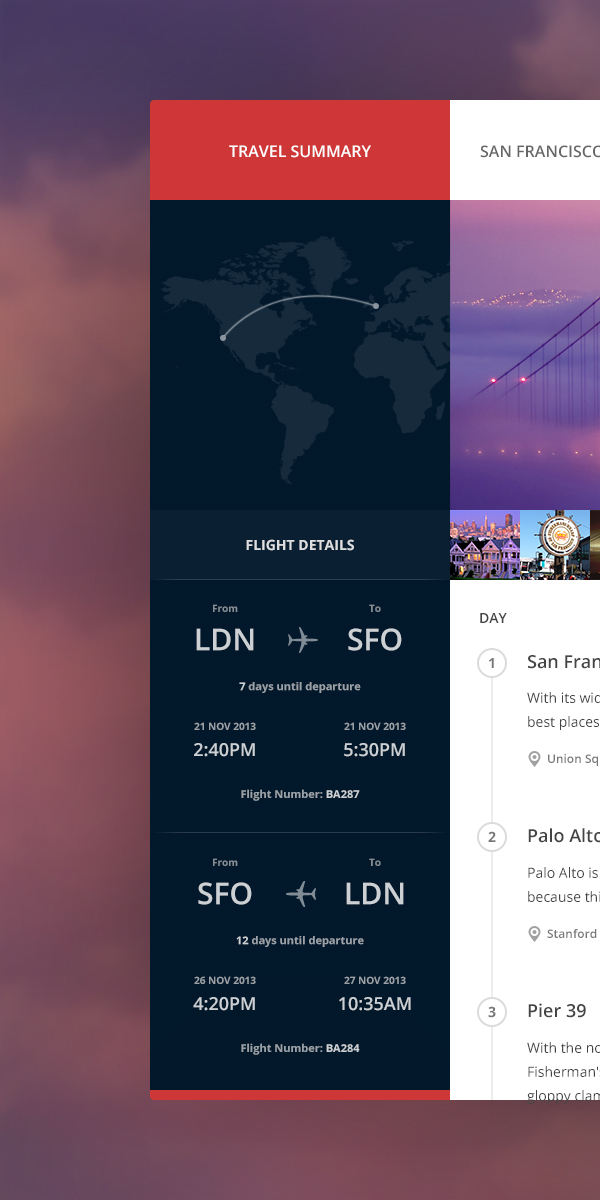 UI user interface flat minimal Travel summary simple Web White blue Layout app