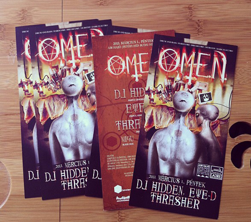 omen flyer poster illustrate electro dubstep budapest Event graphic design alien horror Scary Drum and Bass