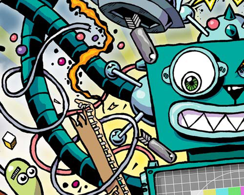poster robot istanbul bosphorus chaos design robots monster monsters turbo bridge Attack invasion