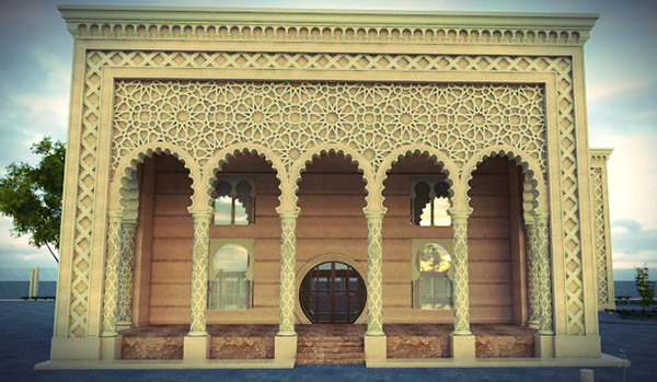 Villa SketchUP 3D V-ray Render exterior Exterior Villa  3dmax Saudi islamic arabic Style