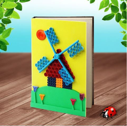 super quiller letsquillon paper quilling red house windmill Travel journal book rotating fan Fun hut scrap book