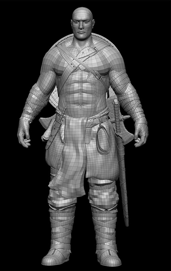 Sword Character battle warrior Hero viking axe male wireframe ruler