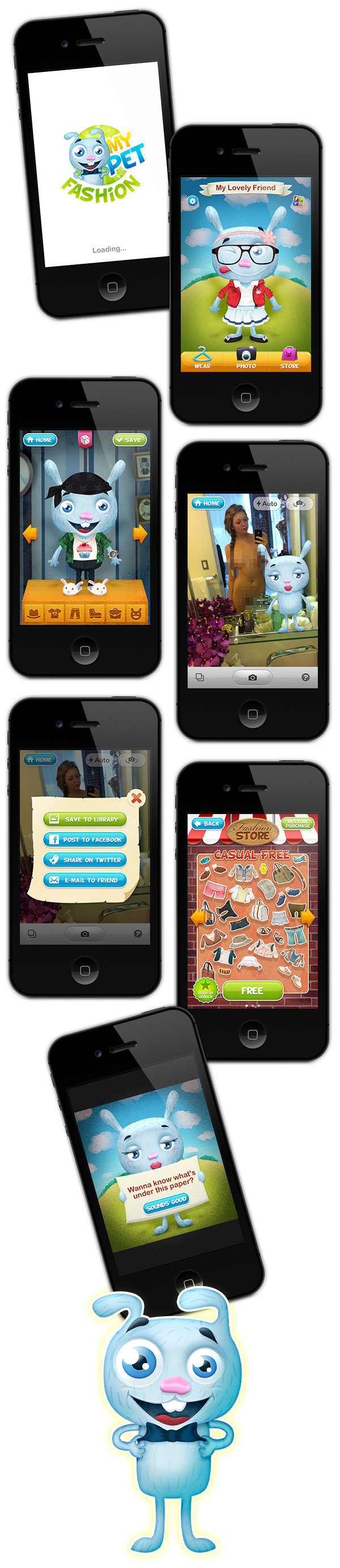 pet fashion Dress up iphone icon iphone iPhone Game iphone app app design app game rabbit bunny Children App  kids app