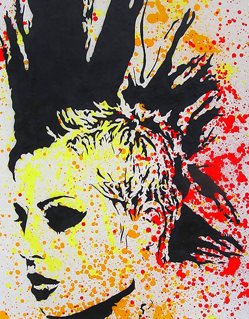 punk graphic design Pop Art Urban superflu gallery print canvas contemporary girl face spraypaint color red