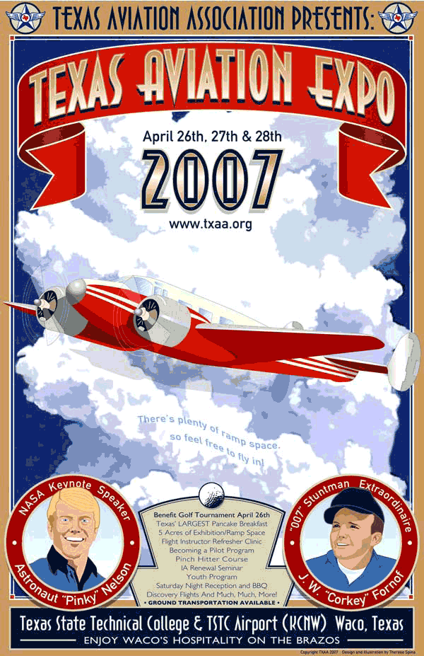 avaiation Air Show exposition texas Poster Design airplane illustration pilots art show buda Waco Art Bulb