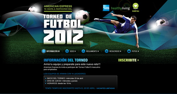 AMEX Website design soccer Futbol torneo football