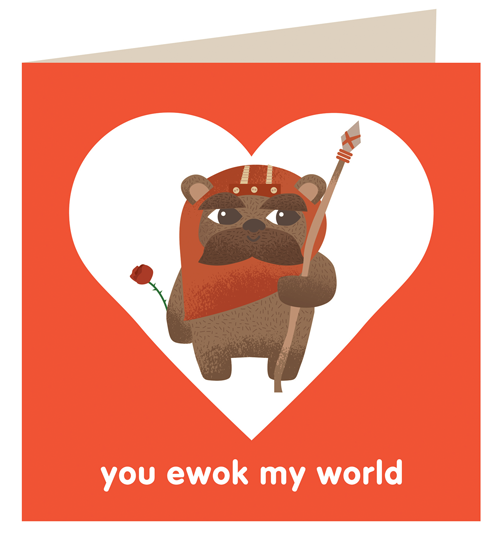 star wars Chewbacca Ewok yoda  fan art valentines greeting card digital