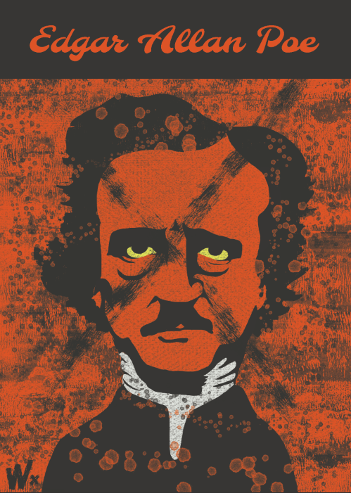 caricature   Edgar Allan Poe Halloween Editorial Illustration spot illustration creepy horror