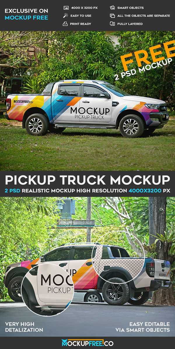 Pickup Truck – 2 Free PSD Mockups on Behance