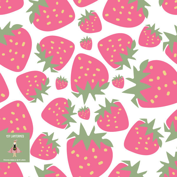 vector hand drawn strawberries seamless pattern 