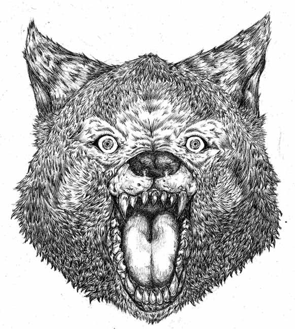 animal wolf monkey tiger ink sketch black and white beast creature roar bark howl