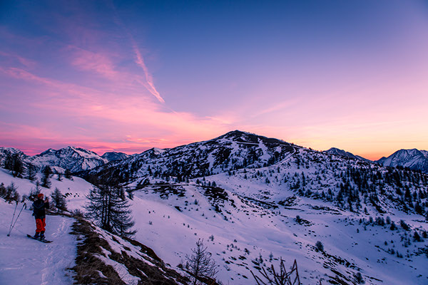 snow mountain mountainscapes sunset Sunrise winter night milkyway lights alps Landscape colors