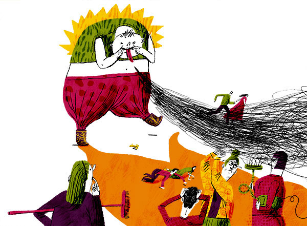 editorial  children  behaviour  Magazine   published  habits  angry  unrurly  Illustration  drawing