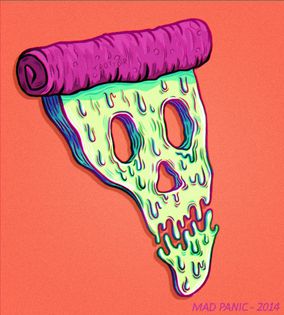 digital dog illustrations Pizza riotgrrrl