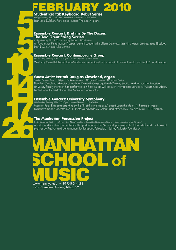 Manhattan School Of Music Calendar Concept On Behance