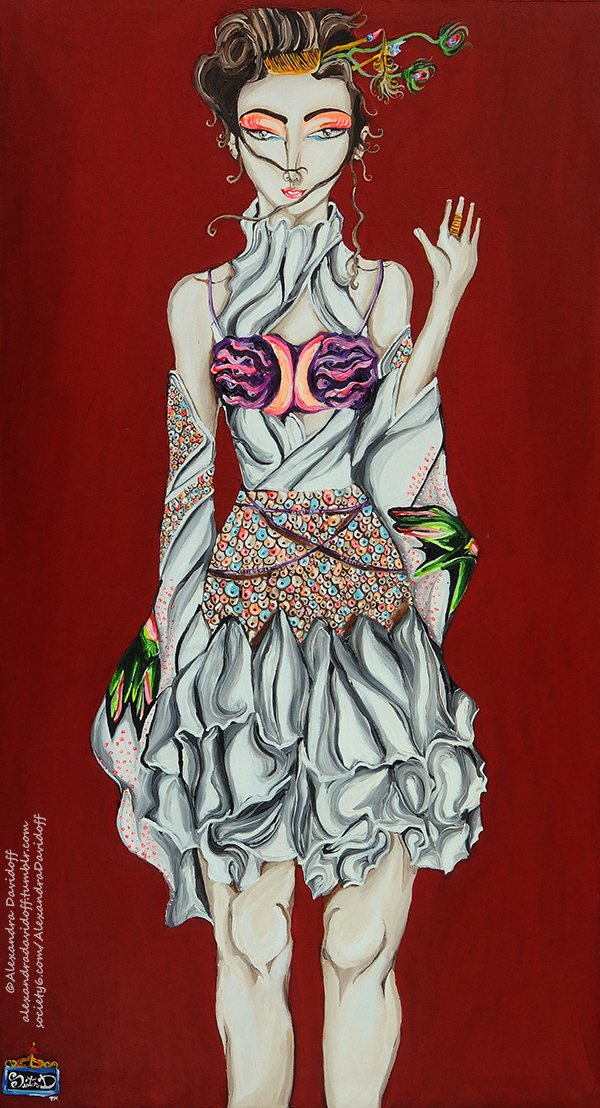 girl woman sexy figurative art figure sensual nude female body fashion illustration Acrylic paint alexandra davidoff art
