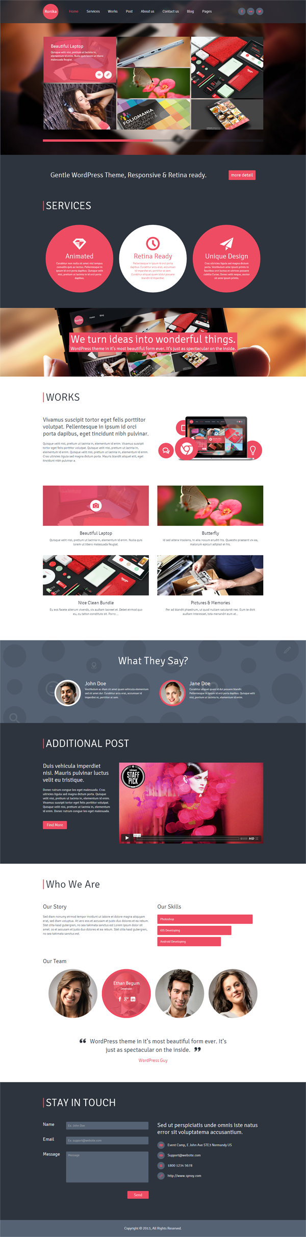 Website template wordpress parallax spnoy creative One Page