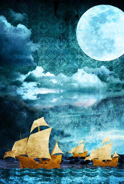 Ships and sea ilustração Digital textures digital paint