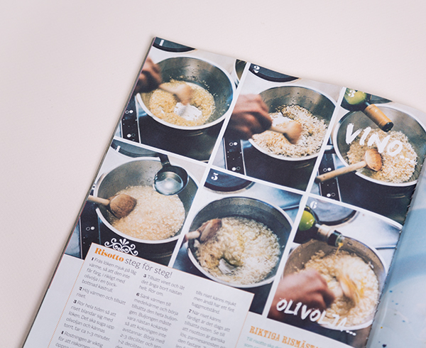 magazine food photography Layout Food  editorial print Swedish customer publication food styling grid design Typpgraphy Magazine design