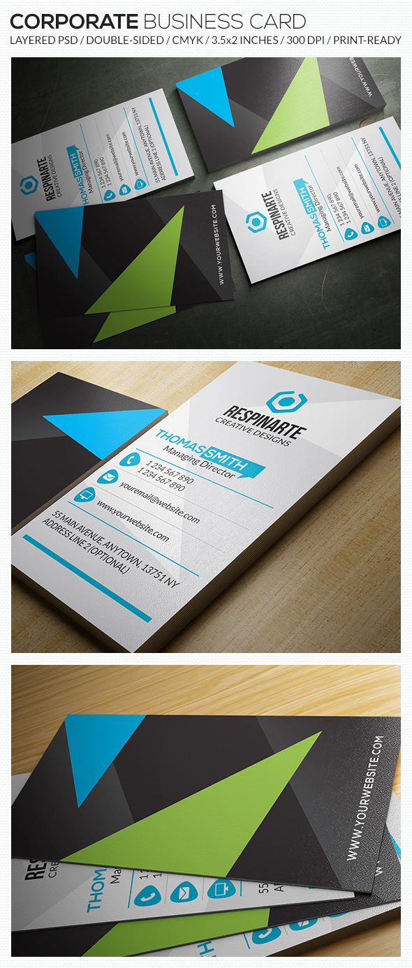 business card CMYK corporate creative design graphic horizontal modern photoshop psd respinarte template