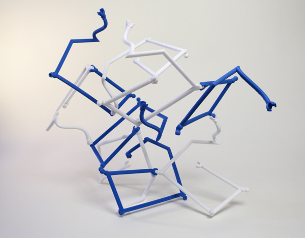 sculpture 3d printed PLA plastic blue White emergent structure