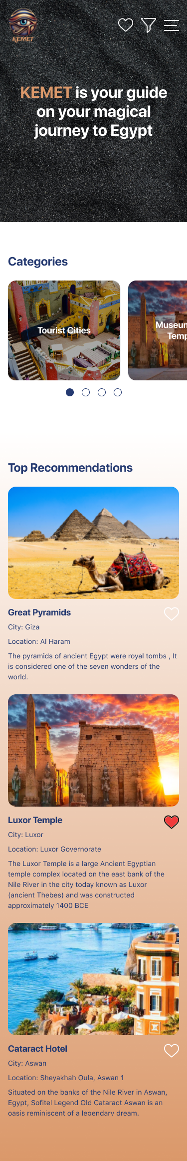 Mobile app ui design ux/ui tourism egypt PHARAONIC ancient egypt pyramids luxor tour