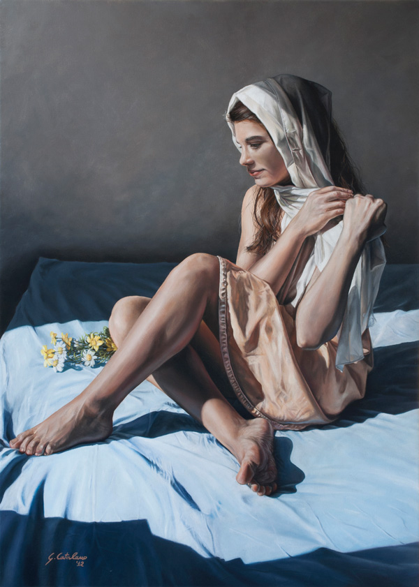 risveglio  clori Awakening  fiore  flower  Donna   WOMAN  genny  catalano  dipinto oil  olio canvas tela