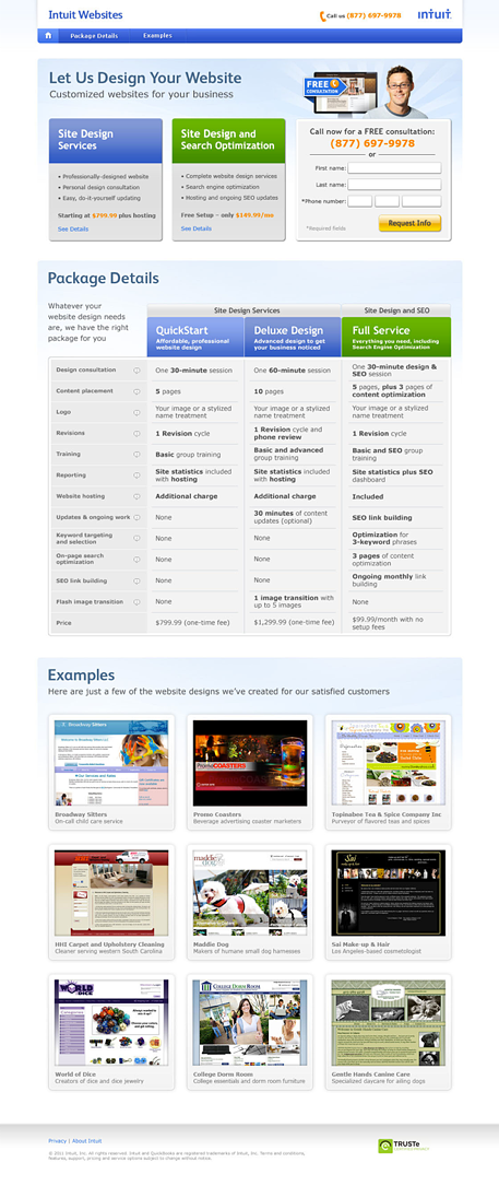 Intuit websites microsites Web Templates redesign