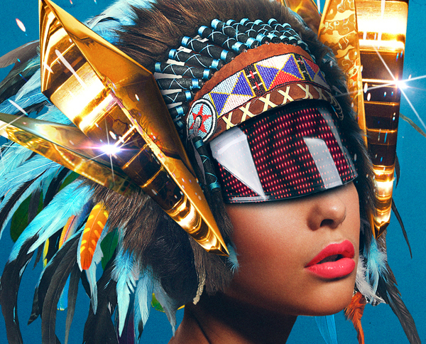Adobe Portfolio lesloups Colourblind headpiece sleeve Single artwork gold feathers type blue shine sparks