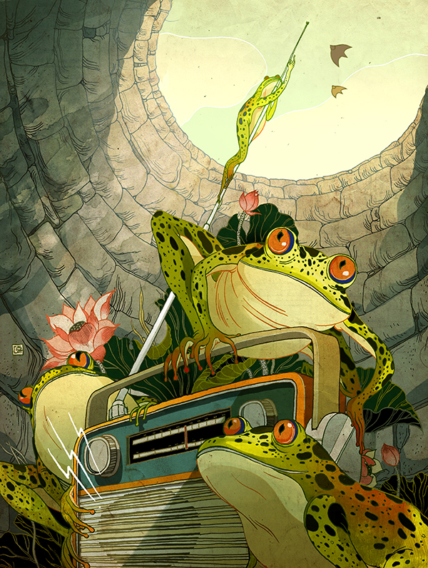 victo ngai ILLUSTRATION  frog poster cloister dragon NPR monkeys whimsical conceptual