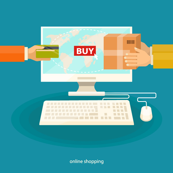 vector flat business concept commerce design digital e-commerce electronic Internet market online sale store