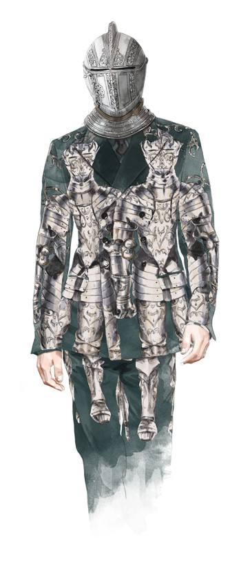 Dolce & Gabbana Menswear sketch men design model royal king knight Armour