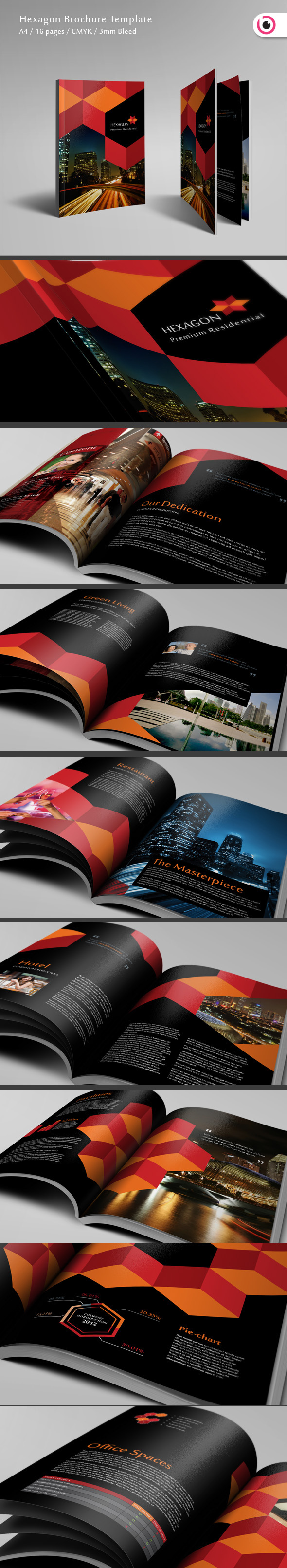 annual report black block Booklet brochure business clean corporate creative design flexible hexagon hotel identity