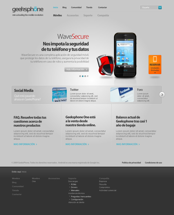 android Webdesign Layout geeksphone mobile Technology