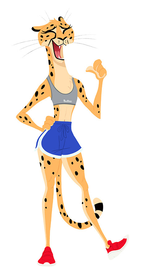 Character feline sport Cat tiger lynx cheetah panther animals ILLUSTRATION 