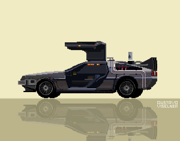 back to the future backtothefuture Marty Mcfly DeLorean Pixel art pixelart 8bit Games video game geek art time traveling 8o's movies movie