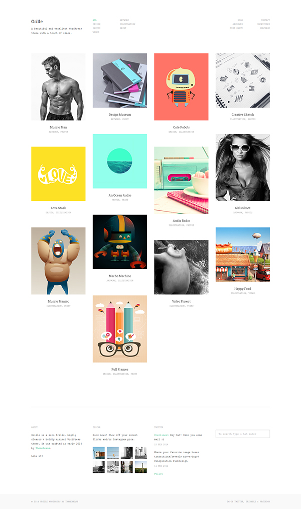 Website Webdesign Blog clean creative grid masonry   minimal portfolio Responsive