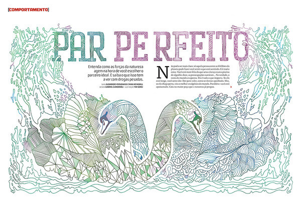 editorial graphic design magazine spread typography illustration brazil