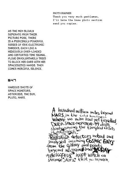 Kubrick Space odissey Script handwritten Black&white graphic