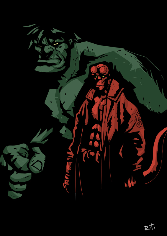 venom Hellboy batman joker robin harleyquin scarecrow sandman death dream fanart comicbook SuperHero Hero Hulk
