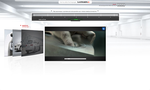ADV automotive   Web la stampa newspaper homepage rich media video slideshow 3D timeline background Overlay