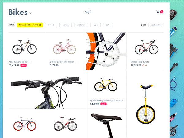 UI ux shop cycle Bike gif Website store Ecommerce