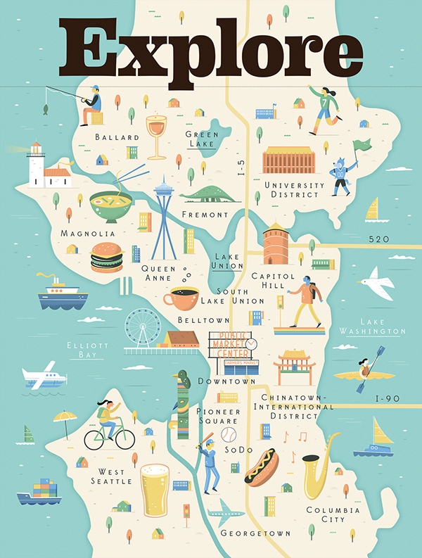 Visit Seattle Illustrated Map