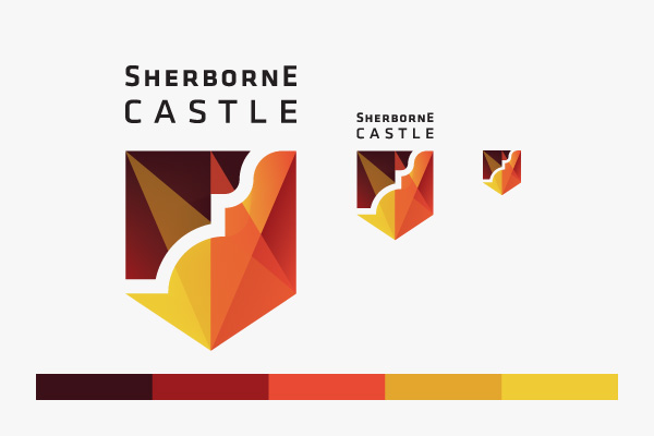 Castle  sherborne identity logo Klavika Bussines card letter envelope poster price tag