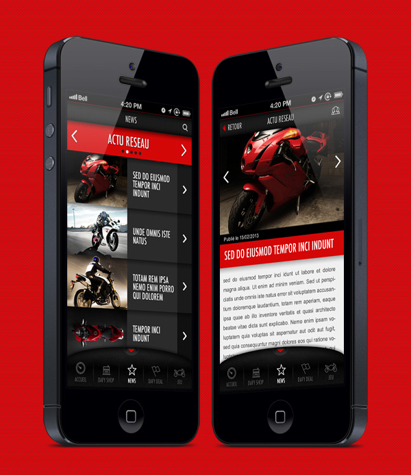 mobile application app iphone android ios dafy flaq concours moto Bike air moto