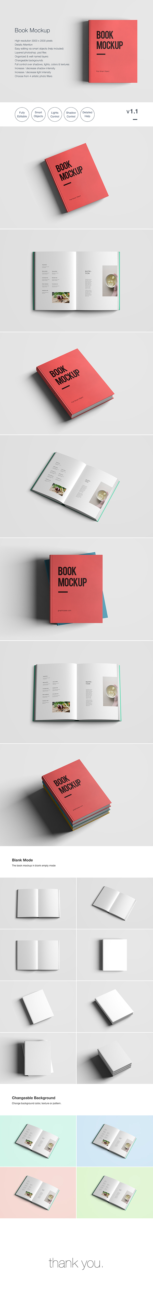 Free Book Mockup - Psd Smart Object