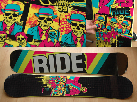 Adobe Portfolio SBA6 Ride Snowboard RIDE N DIRTY Art competition snowboard